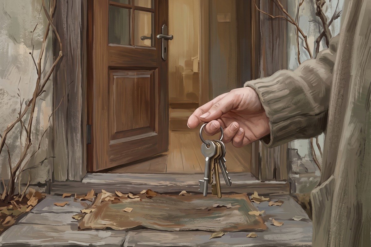Рука с ключами у входной двери